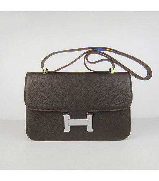Hermes Constance Togo Leather Bag HSH020 Brown Silver